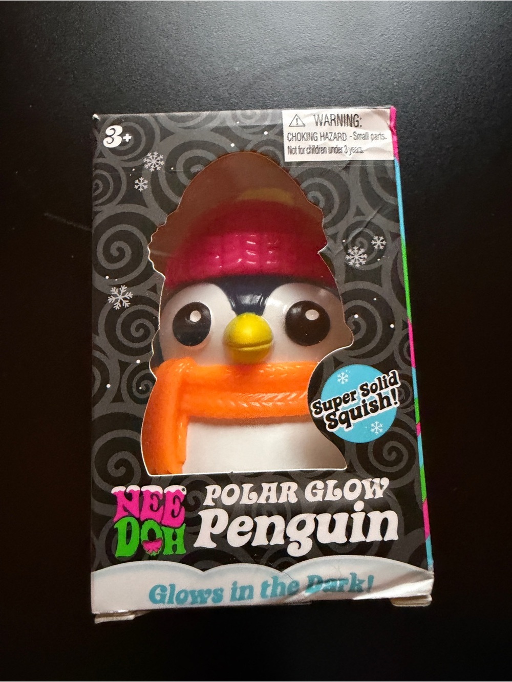 New NeeDoh Schylling Squishmas Polar Glow Squishy Toy Penguin Pink Hat Blue